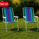 Set X 2 Sillas Altas Aluminio Clásica A Rayas VIOLETA