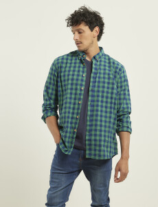 012399 CAMISA HARRINGTON LABEL Verde/azul Oscuro