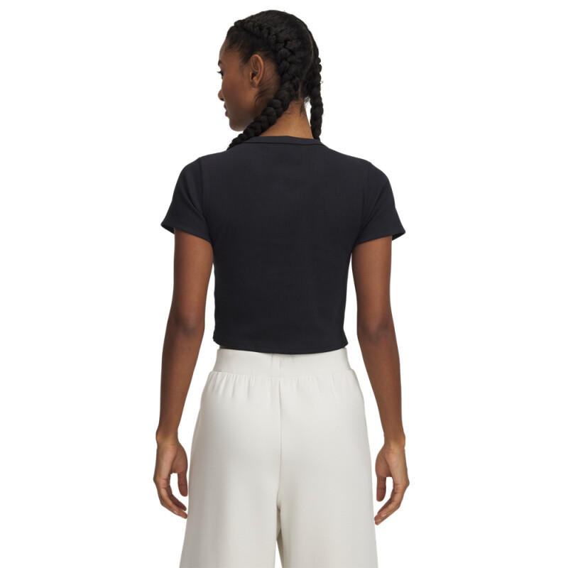 UA Rival Rib Baby Tee-WHT BLK-001