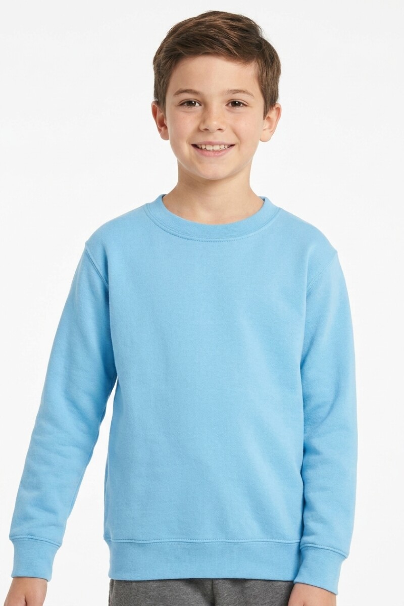 Buzo deportivo básico escote redondo - UNISEX CELESTE