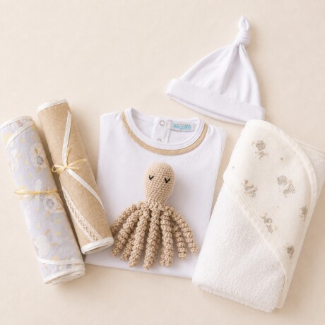 Ajuar Nacimiento Pulpo Crochet Personalizado – Beige Ajuar Nacimiento Pulpo Crochet Personalizado – Beige