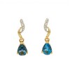 Caravanas oro Gotas Topacio Azul- Oro bajo - Topacio azul y Zirconias- CA8003 conpiedra