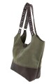 Tote bag de cuero con gamuza Verde