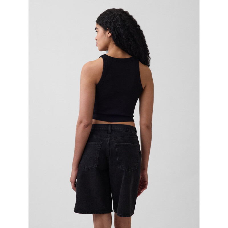 V-SL RIB 2X2 LOGO CROP TANK BLACK