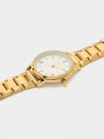 Reloj Redondo Con Pulsera De Acero Inoxidable dorado