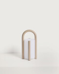 Lámpara de mesa pequeña portátil Leros de polietileno y acero topo