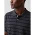 SS RELAXED POLO GREY/BLACK STRIPE