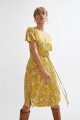 Vestido midi estampado ocre