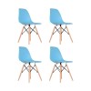 Pack 4 Sillas De Comedor Eames Lumax De Diseño Moderno Con Patas De Madera Azul