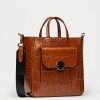 Shopper The Circle en cuero grabado big croco Cuoio
