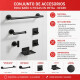 Conjunto de accesorios para baño 6 piezas en metal NEGRO