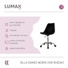 Silla Eames para oficina con rueditas y altura ajustable Negro