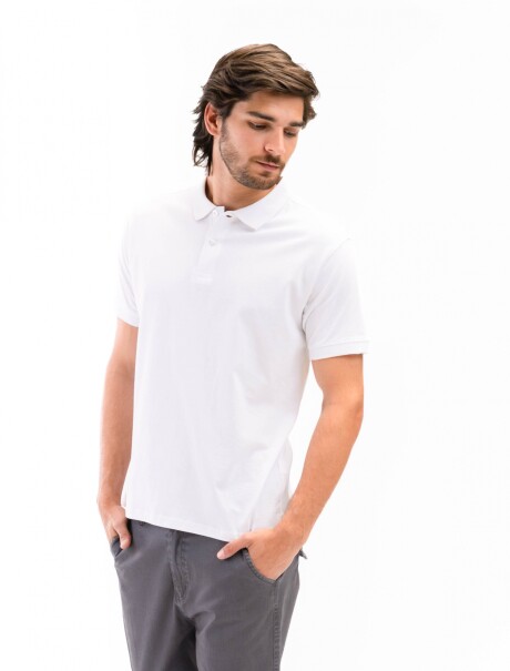 Remera Algodón Polo Jersey Blanco