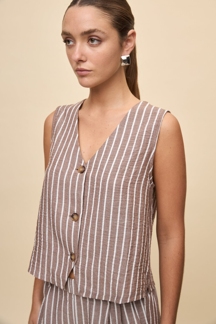 CHALECO JACARANDA STRIPED Chocolate