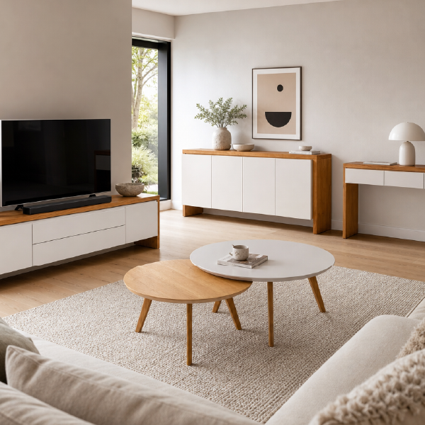 Blanco y Madera, el diseño que optimiza tu espacio.