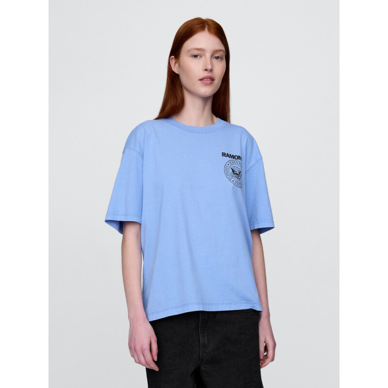 3PL APR - RAMONES CROP SHIRTING BLUE