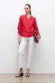 Camisa puntillas y bordados rojo