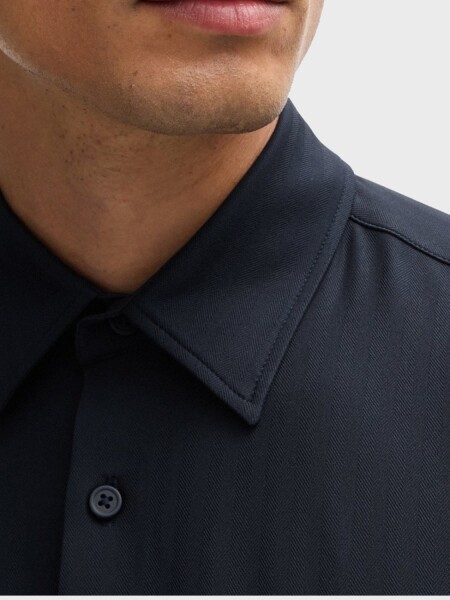 BOSS - Camisa en Algodón Azul Oscuro