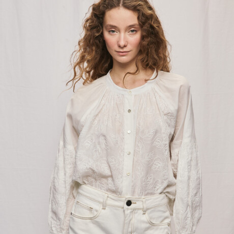 SHORT FLORE Blanco