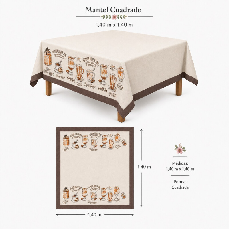Mantel Cuadrado Karsten Dia a Dia 1.40x1.40cm Cafe Gourmet