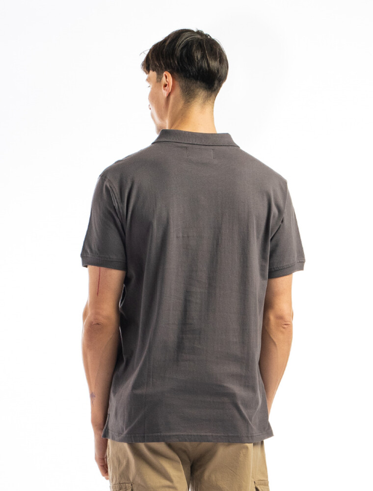 Remera Algodón Polo Jersey Gris Oscuro