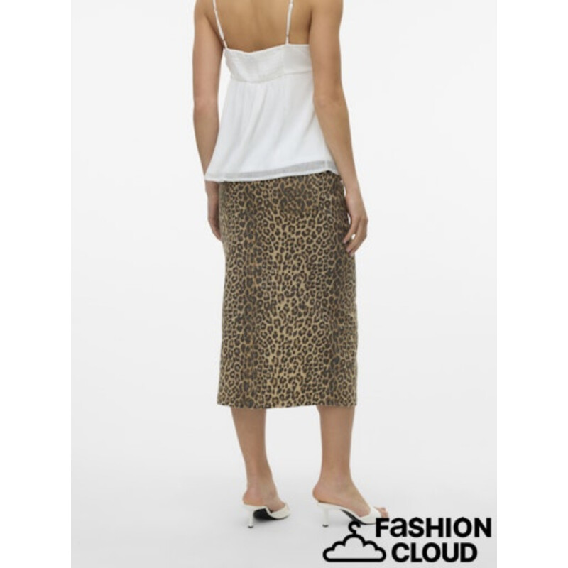 VMVERI HR CALF DENIM AOP SKIRT NOOS Silver Mink