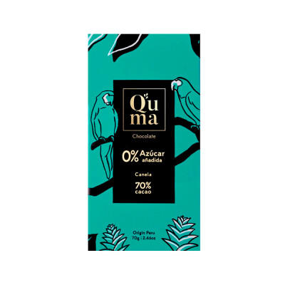 Chocolate Canela 70% Cacao Sin Azúcar Añadida 70 g Quma Chocolate Canela Quma
