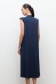 Maxi vestido con hombreras azul marino
