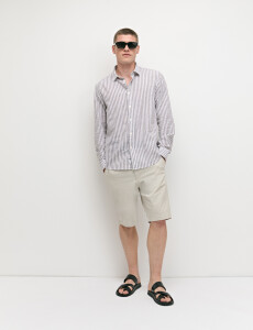 012765 CAMISA LINO WIN Blanco/camel