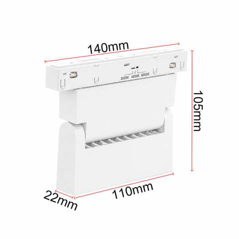 Spot Led rect p/riel magnético bco 6W 3tonos 24° ZU0550X