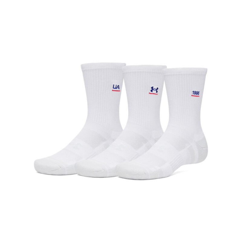 UA Perf Tech Nov 3pk Crew-BLU WHT-105
