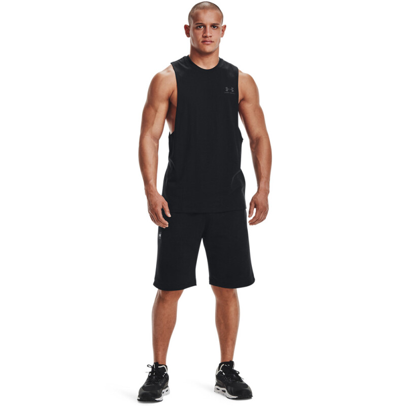 UA LEFT CHEST CUT OFF TANK-BLU BLK-001