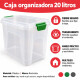 Set x2 Caja organizadora 20 lts Alta TRANSPARENTE