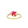 Anillo Petalos-Oro Bajo-Piedra Rubi y zirconias-AN8141 conpiedra