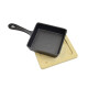 Mini sartén hierro fundido 13x13 cm con base bambú NEGRO