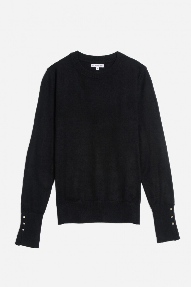 Sweater con detalle en manga NEGRO