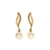 Caravanas Perlas y piedra - Oro bajo - Perla de río y zirconias - CA8022 conperla