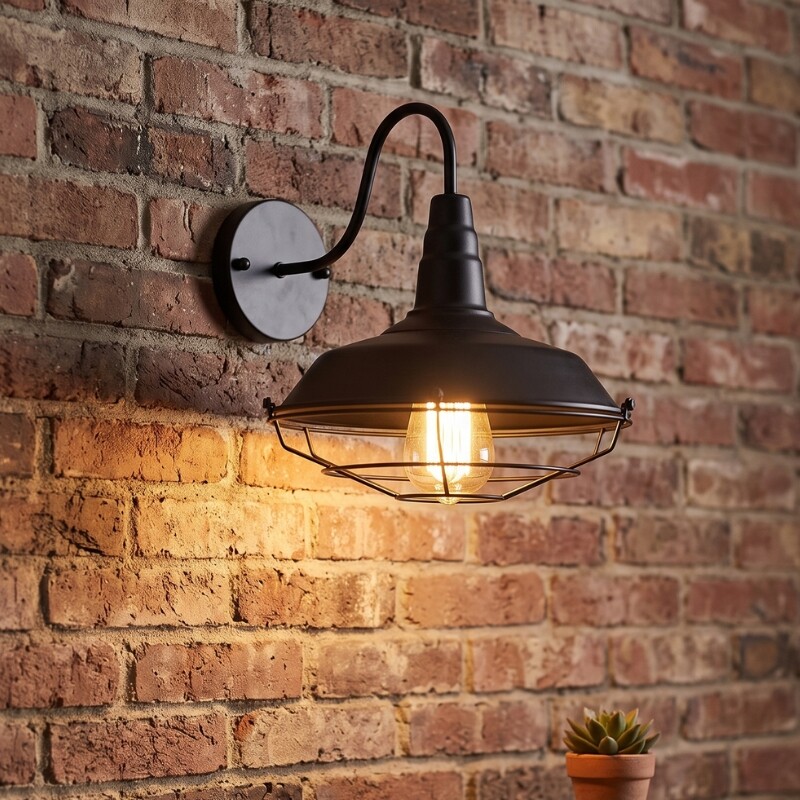 Lampara de Pared Exterior Vintage con Reja Lámpara de Pared Vintage Reja ø 26cm