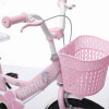 Bicicleta rodado 16 con rueditas, canasto y asiento trasero. Rosa