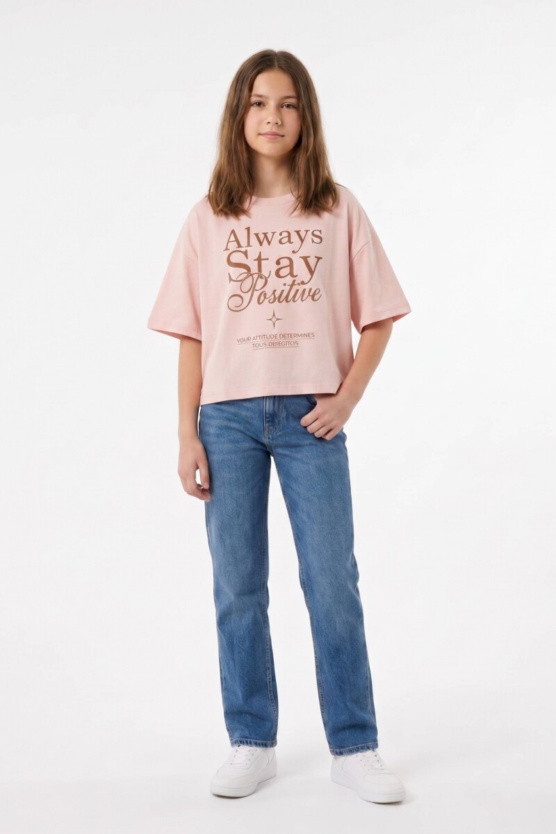 Remera m/c estampa Stay Positive SALMON