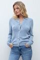 Cardigan calado celeste melange