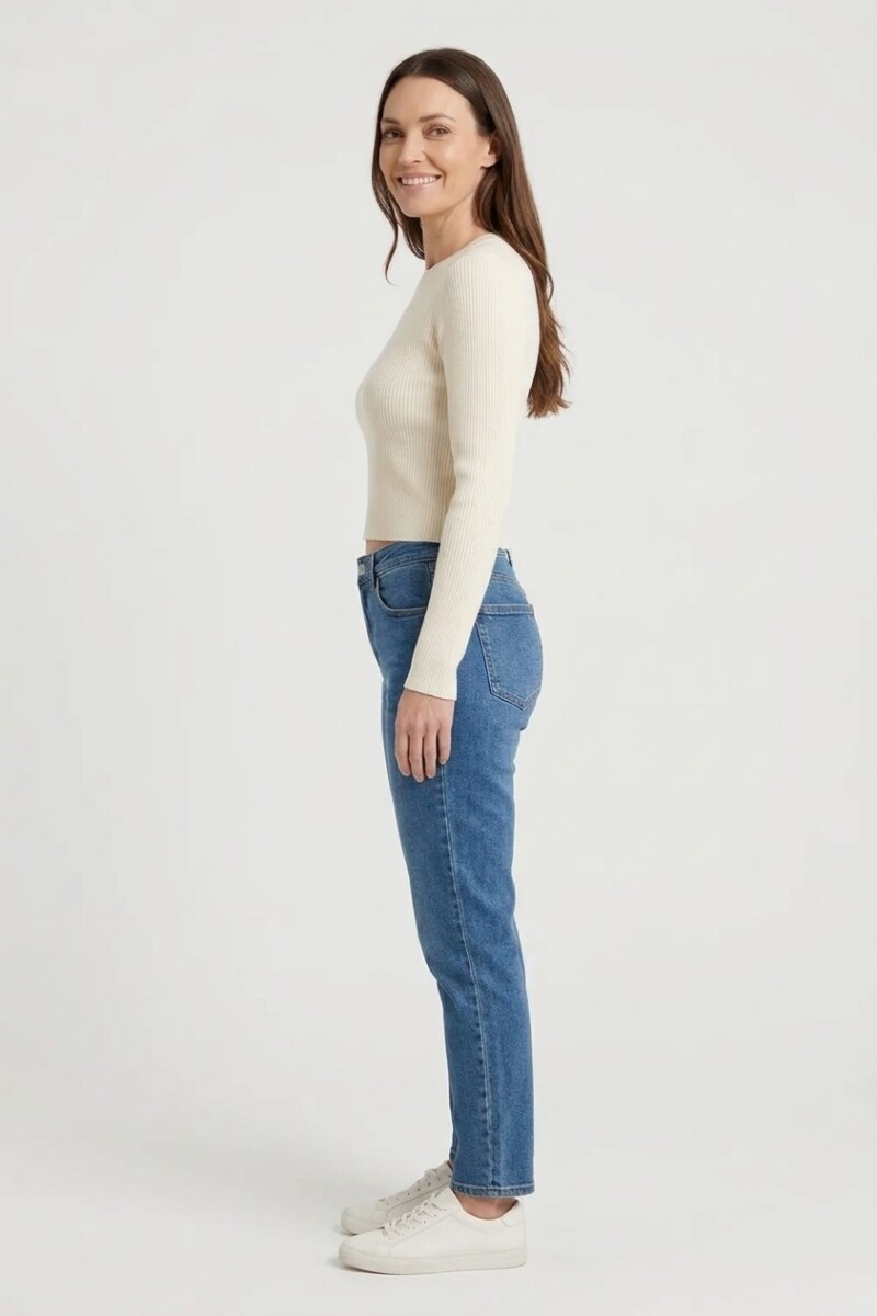 Sweater tejido rib escote a la base CRUDO