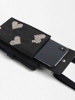 Bolsa Para Móvil De Nylon Con Corazones negro
