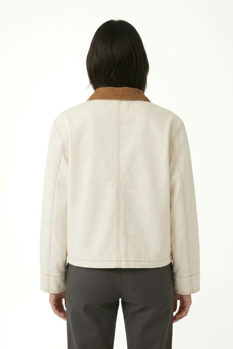 Campera denim con cuello contratono BLANCO