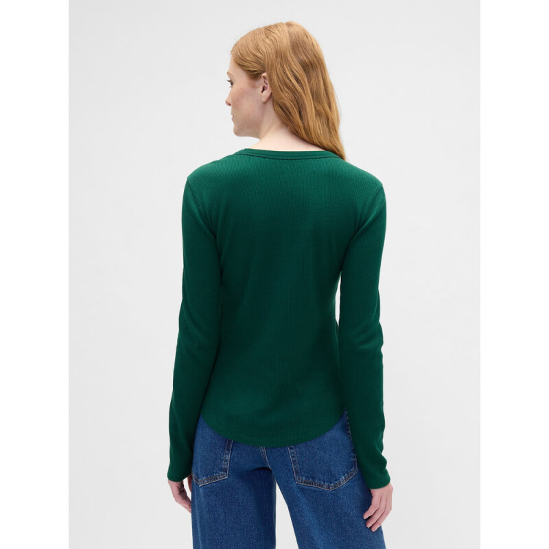V-LS OPP WAFFLE TEE EVERGREEN GLAMOUR