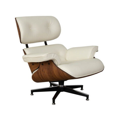 BUTACA C/PUFF 1 CUERPO CUERO-100-NATURAL BLANCO EAMES