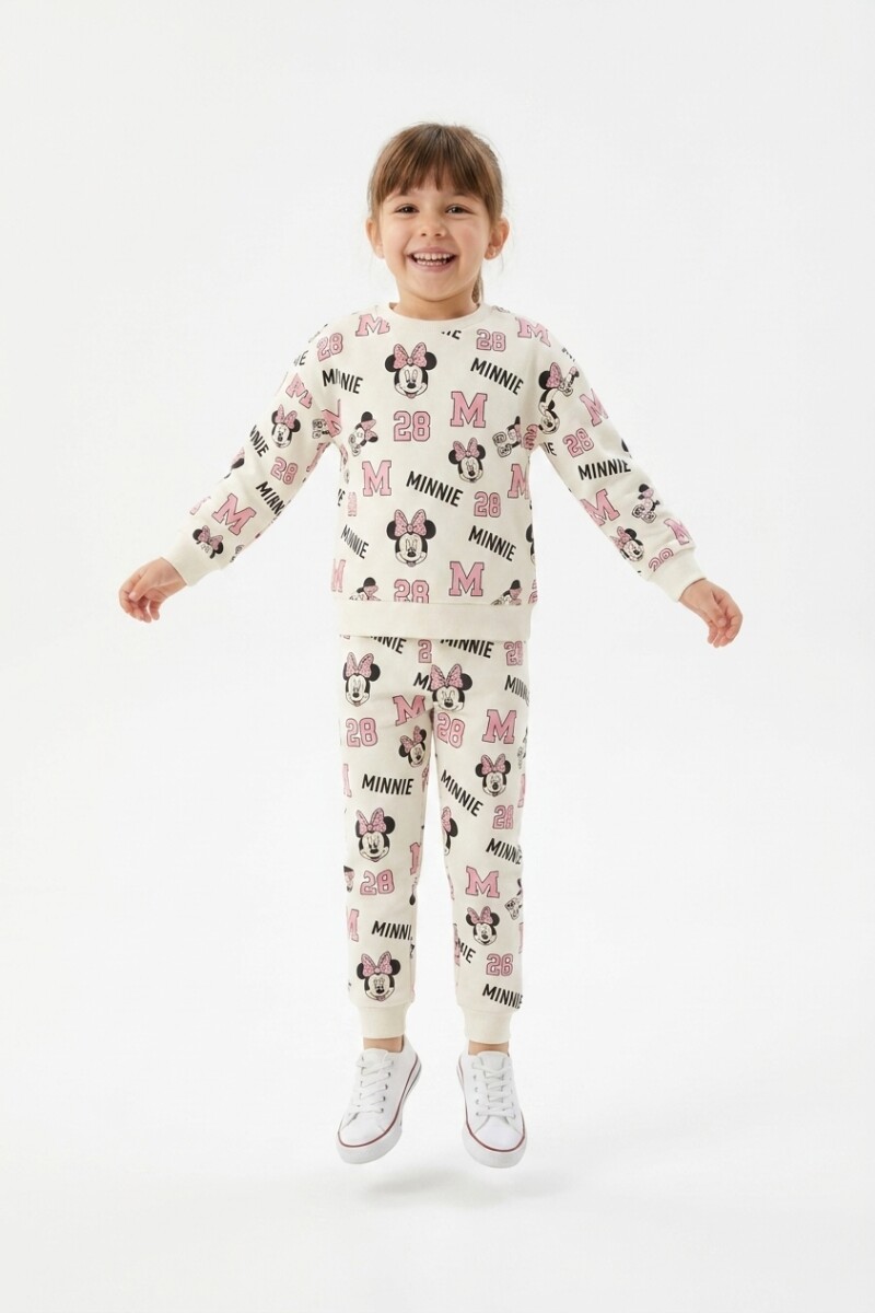 Conjunto m/l largo full print niña MINNIE BLANCO