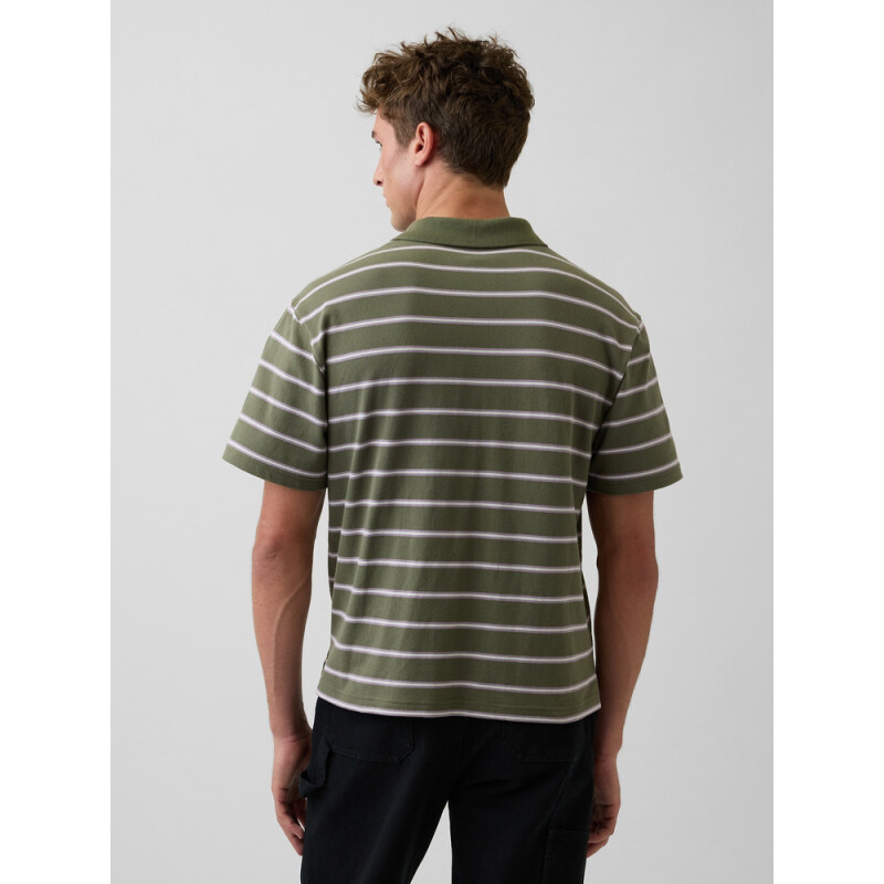 SS RELAXED POLO GREEN STRIPE