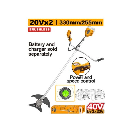 Desmalezadora Inalámbrica INGCO CSTLI20018 40V (2x20V) Brushless 2 en 1 sin Baterías Desmalezadora Inalámbrica INGCO CSTLI20018 40V (2x20V) Brushless 2 en 1 sin Baterías