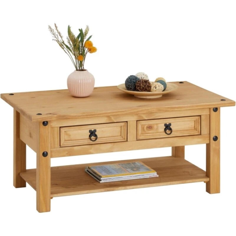 Mesa De Living 2 Cajones Natural Herli Mesa De Living 2 Cajones Natural Herli